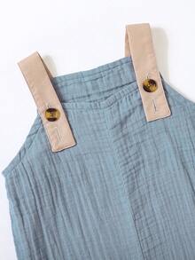 SHEIN Toddler Boys Button Detail Overall Romper - Dusty Blue - View 6
