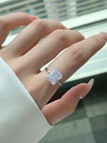 1 Máy Tính Cổ Điển 4 Ngọn Đèn Phong Cách Sang Trọng Trang Trí Bằng Sương Giá Cắt Hoa 8A Đính Đá Cubic Zirconia Nhẫn Cưới Bạc - Bạc - Xem 4