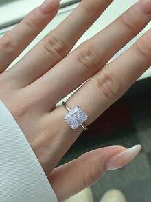 1 Máy Tính Cổ Điển 4 Ngọn Đèn Phong Cách Sang Trọng Trang Trí Bằng Sương Giá Cắt Hoa 8A Đính Đá Cubic Zirconia Nhẫn Cưới Bạc - Bạc - Xem 6