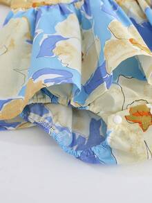 Peninsula Baby 女嬰夏季休閒花卉印花洋裝 - 藍色 - 查看 4