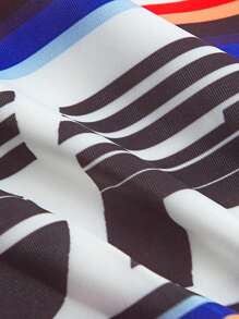 SHEIN ICON Bikercore Letter Graphic Half Zip Crop Tee - Multicolor - View 4