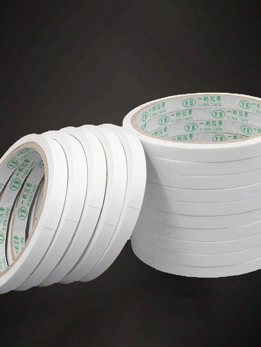 1roll Solid Color Double-sided Adhesive Tape, Simple Multi-purpose Double Sided Mounting Tape For School, Office - White - View 1