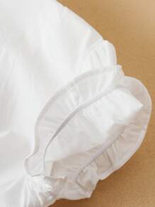 Girls Bow Front Puff Sleeve Shirt - White - View 4