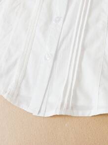 Girls Bow Front Puff Sleeve Shirt - White - View 5