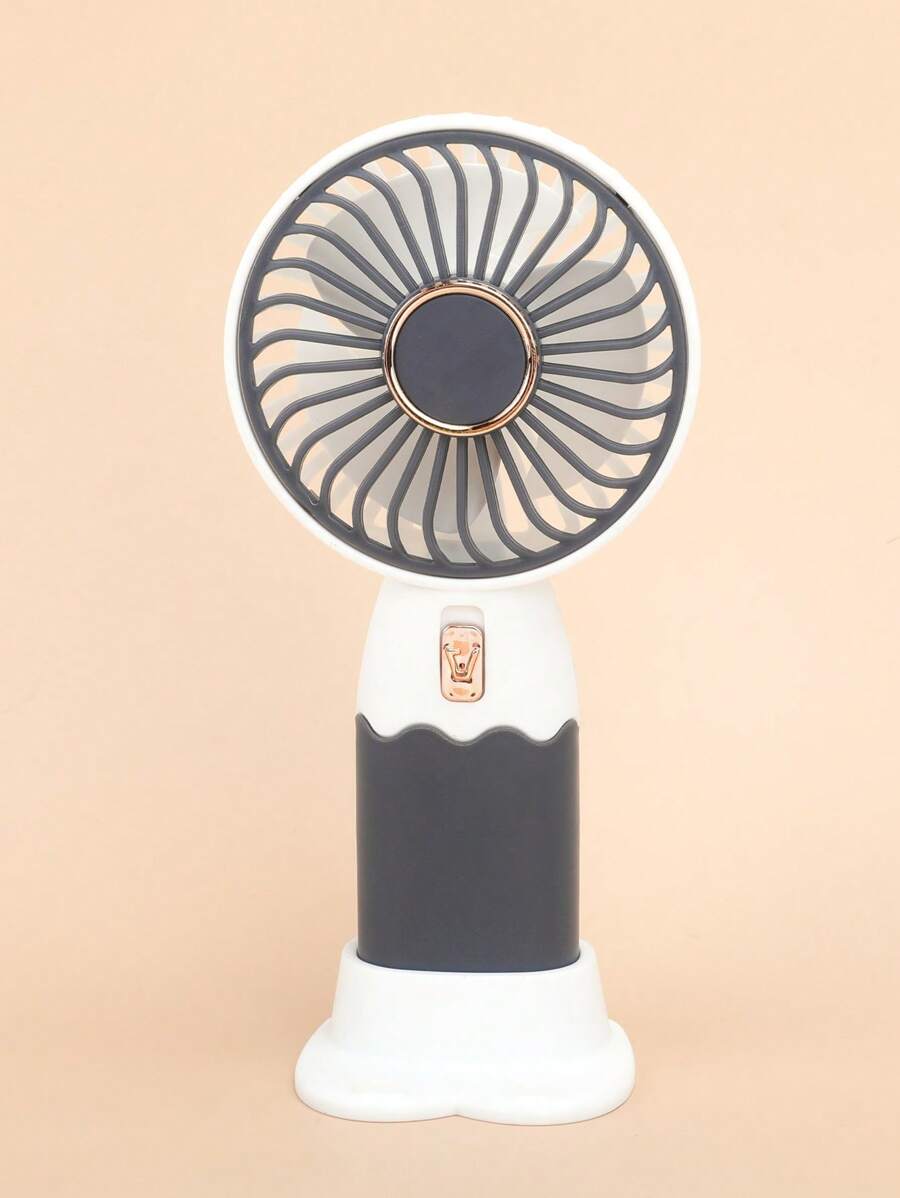 AOYI 1 pieza de plástico Mini ventilador con USB datos moderno de dos tonos Ventilador de mano para oficina - Blanco y Negro - Ver 1