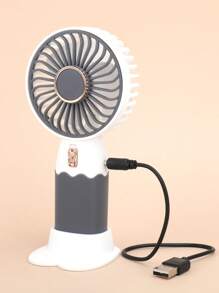 AOYI 1 pieza de plástico Mini ventilador con USB datos moderno de dos tonos Ventilador de mano para oficina - Blanco y Negro - Ver 3