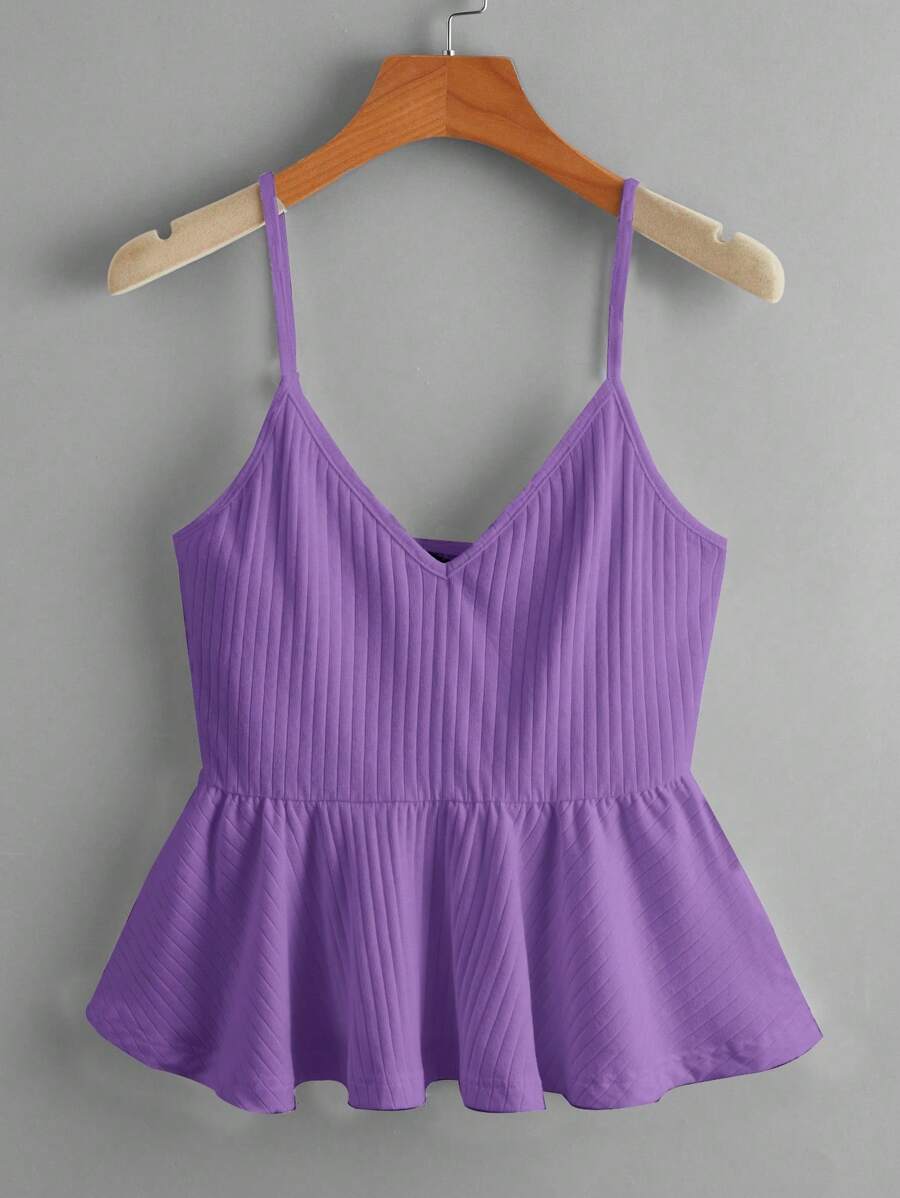 Soleia 素色荷葉擺吊帶上衣 - 紫羅蘭色 - 查看 1