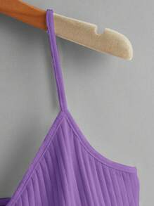 Soleia 素色荷葉擺吊帶上衣 - 紫羅蘭色 - 查看 3