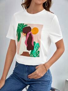 SHEIN Frenchy Áo thun nữ Con số Giải trí - trắng - Xem 4