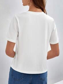 SHEIN Frenchy Áo thun nữ Con số Giải trí - trắng - Xem 6