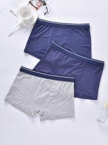 Men 3pcs Polka Dot Contrast Tape Boxer Brief - Multicolor - View 2