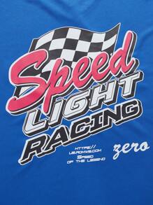 ROMWE MEN Street Life Guys Letter Graphic Tee - Royal Blue - View 3