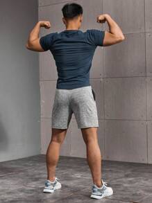 Manfinity Athleisure Men Shorts Set Men Letter Graphic Sports Tee & Drawstring Waist Shorts, Athletic Suit, Tracksuit - Multicolor - View 2