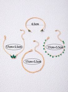 4 Cái/bộ Quyến Rũ Xanh Đá Bướm Trang Trí Vòng Tay Nữ Cho Trang Trí Hàng Ngày Lễ Tình Nhân Quà Tặng - màu xanh lá - Xem 3
