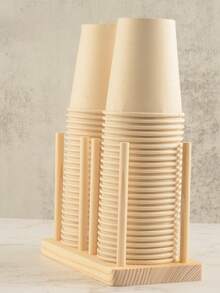 1pc Square Wooden Paper Cup Holder Stand, Dispenser - Yellow - Yellow - View 5