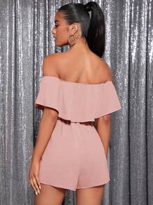 SHEIN Privé Áo liền quần nữ Xù màu trơn Giải trí - Bụi hồng - Xem 2