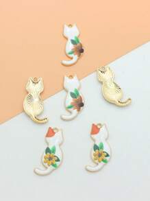 6入組可愛卡通貓DIY吊墜適合女士適用於首飾類耳環手環DIY配飾 - 彩色 - 查看 2