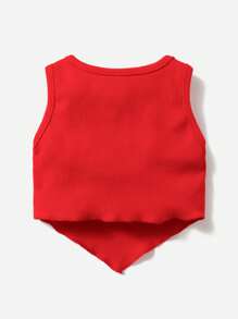 SHEIN Atasan Bayi Rib-Knit Huruf - Merah - View 2