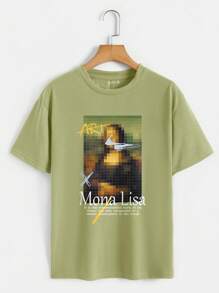 SHEIN EZwear Áo thun nữ Con số Slogan Giải trí - Màu xanh chanh - Xem 1