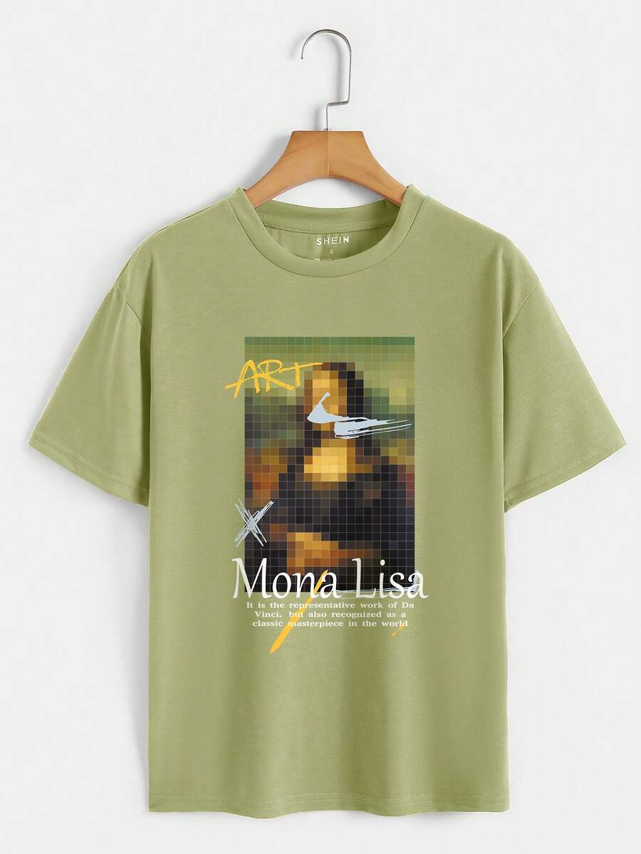 SHEIN EZwear Áo thun nữ Con số Slogan Giải trí - Màu xanh chanh - Xem 1