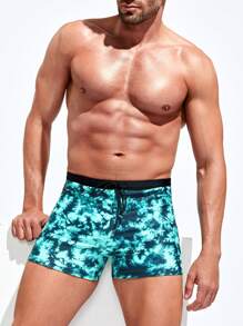 Surfspeed Men Tie Dye Drawstring Waist Swim Trunks - Mint Green - View 3