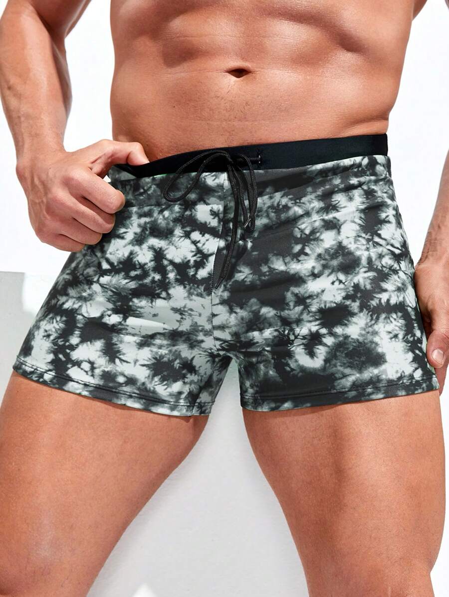 Manfinity Men Tie Dye Drawstring Waist Swim Trunks