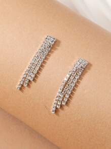 1pair Minimalist Rhinestone Earrings as Romantic Gift For Girls