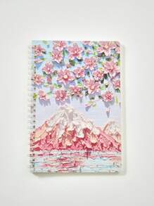 1入組花朵印花線圈筆記本 - 彩色 - 查看 1