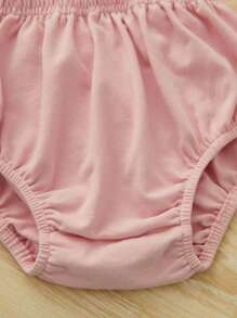 SHEIN Baby Girl 3pcs Solid Elastic Waist Shorts - Baby Blue - View 5