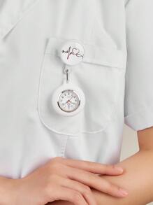 1pc Funky White Round Pointer Design Quartz Watch Brooch For Women For Daily Decoration