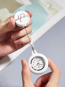 1pc Funky White Round Pointer Design Quartz Watch Brooch For Women For Daily Decoration