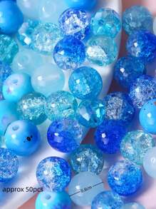 1包8毫米時尚藍色裂紋玻璃珠DIY首飾製作配件項鍊手鍊 - 藍色 - 查看 4