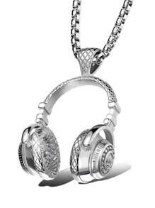 PC Tai Nghe Hip Hop Ngộ Nghĩnh Mặt Dây Chuyền Vòng Cổ Cho Nam Trang Trí Hàng Ngày - Bạc - Xem 2