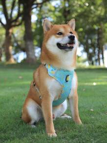 1pc Lemon Print Pet Harness For Dog For Outdoor - Blue - View 2