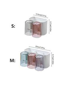 1pc Wall Mounted Bathroom Storage Rack, Gift For Valentine's Day - White - View 2