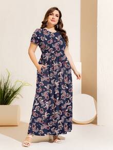 DEARCASE Plus Paisley Print Hidden Pocket Dress - Multicolor - View 3