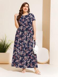 DEARCASE Plus Paisley Print Hidden Pocket Dress - Multicolor - View 4