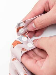 Happy Flute 1pc Large Capacity Portable Fox Printed Diaper Bag For Baby With Wet And Dry Separation, Hanging Stroller Storage - Multicolor - View 4