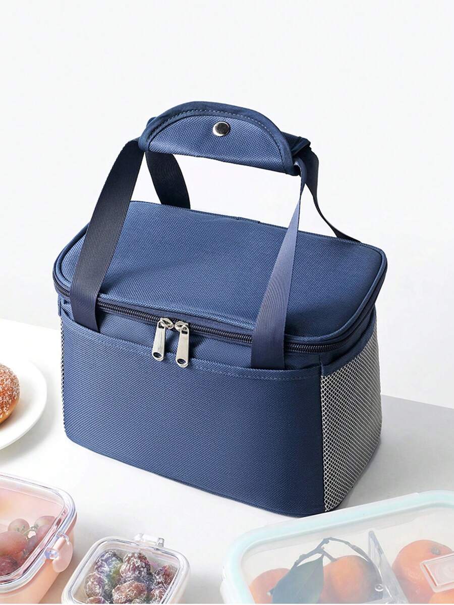 1 Túi Đựng Đồ Ăn Trưa Di Động, Túi Đựng Đồ Ăn Cách Nhiệt Bằng Polyester Màu Xanh Navy Cho Hoạt Động Ngoài Trời - Màu xanh hải quân - Xem 1