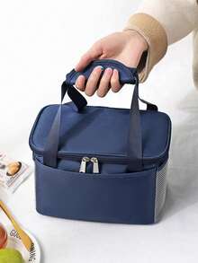1 Túi Đựng Đồ Ăn Trưa Di Động, Túi Đựng Đồ Ăn Cách Nhiệt Bằng Polyester Màu Xanh Navy Cho Hoạt Động Ngoài Trời - Màu xanh hải quân - Xem 8