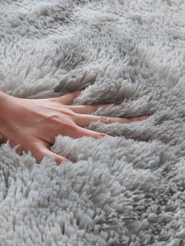 1pc Tie Dye Fuzzy Bath Rug, Light Grey Plush Closestool Mat, For