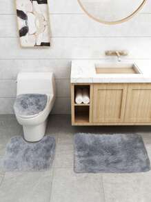 1 pieza Luz de tie dye de peluche de baño felpa cerca de las heces para cuarto de baño - Gris Claro - Ver 4