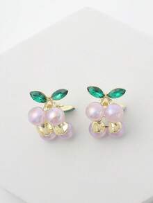 2入組甜美風金屬質感櫻桃髮爪適用於劉海 - 紫色 - 查看 2