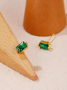 1 Đôi Khuyên Tai Trang Trí Đính Đá Cubic Zirconia Quyến Rũ Cho Phụ Nữ Trang Trí Hàng Ngày - màu xanh lá - Xem 3