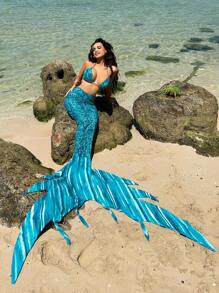 Bañador bikini triángulo halter con cover up - Azul - Ver 1