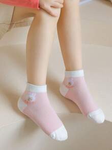 5雙女孩兔子圖案防滑襪子適用於日常 - 彩色 - 查看 2