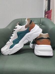 Hombres Zapatillas deportivas chunky de color combinado panel con malla con cordón delantero