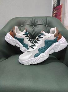 Hombres Zapatillas deportivas chunky de color combinado panel con malla con cordón delantero