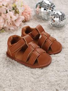 時尚羅馬涼鞋適用於男孩嬰兒針腳細節魔術貼涼鞋