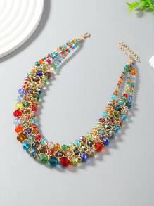 1 PC Thời Trang Đính Hạt Pha Lê Viền Yếm Vòng Cổ Nữ Trang Trí Hàng Ngày - Nhiều màu - Xem 2